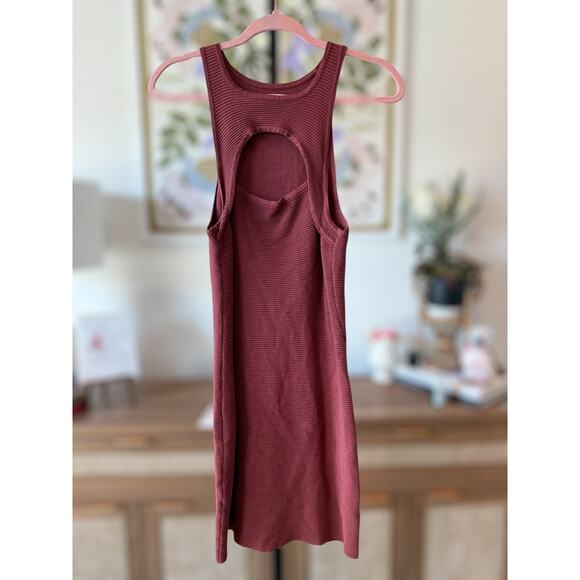 Abercrombie & Fitch Tank Cutout Front Ribbed Bodycon Dress Red Womens Size MT - Picture 1 of 10